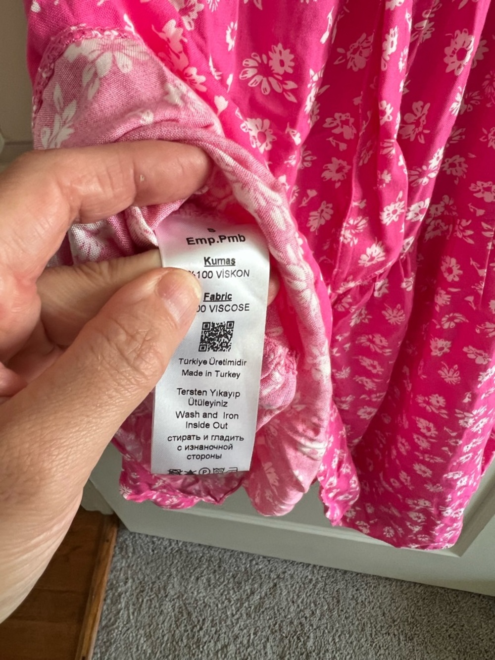 🌸 Pink Floral Summer Dress ✨ European Boutique Viscose Tie Back Sundress Size S - Picture 7 of 7